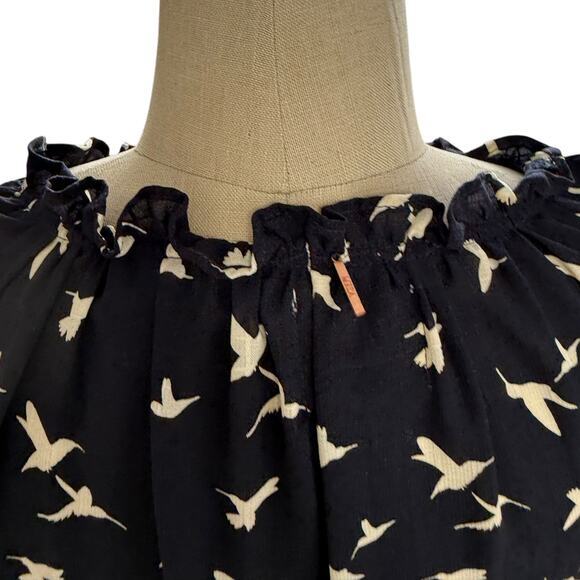 Misa Dress Size XS Navy Blue Hummingbird Novelty Print Martina - Picture 5 of 8
